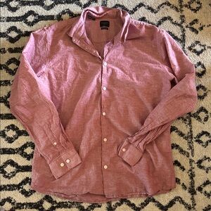 Men's SELECTED HOMME Blue Red Floral Cotton Slim Fit Button Down Shirt, Size XL